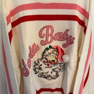 QUEEN OF SPARKLES Pink and White Striped Sweater